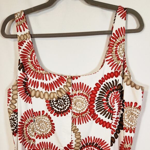 Breakin Loose $50 16 Red White Brown Cotton Stretch Fit & Flare Sleeveless Dress - Picture 6 of 10